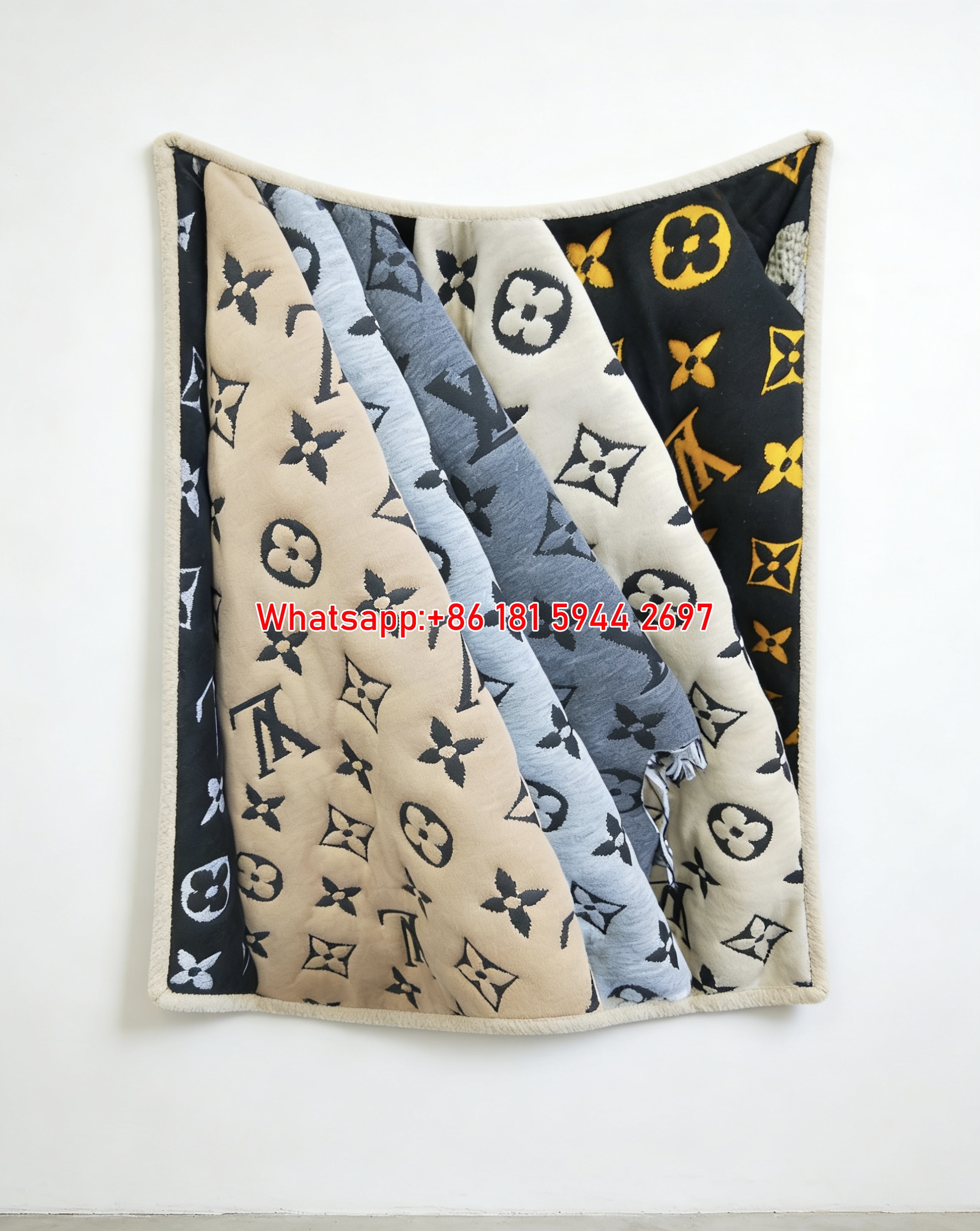 LV Monogram Fabric Blanket Multi-Color LV Pattern Throw 027